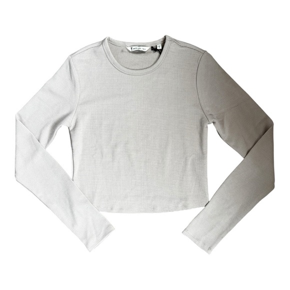 American Tall Cropped Long Sleeve Waffle Shirt for Tall Women DESERT ROSE Size S - Picture 6 of 13